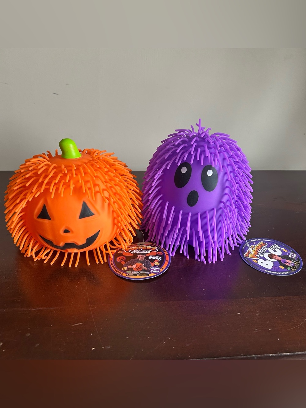 Halloween Pufferz Squishy Fidget Toy Set Pumpkin & Ghost Squeeze Stretch Sensory